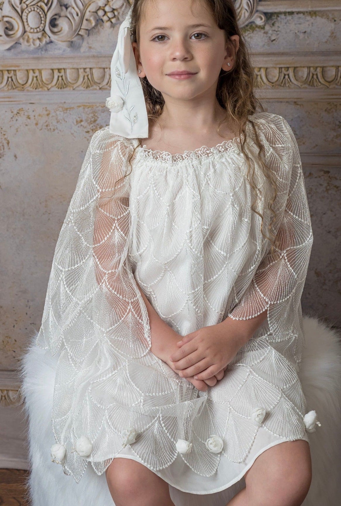 Girl | Faith Scallop Dress | White