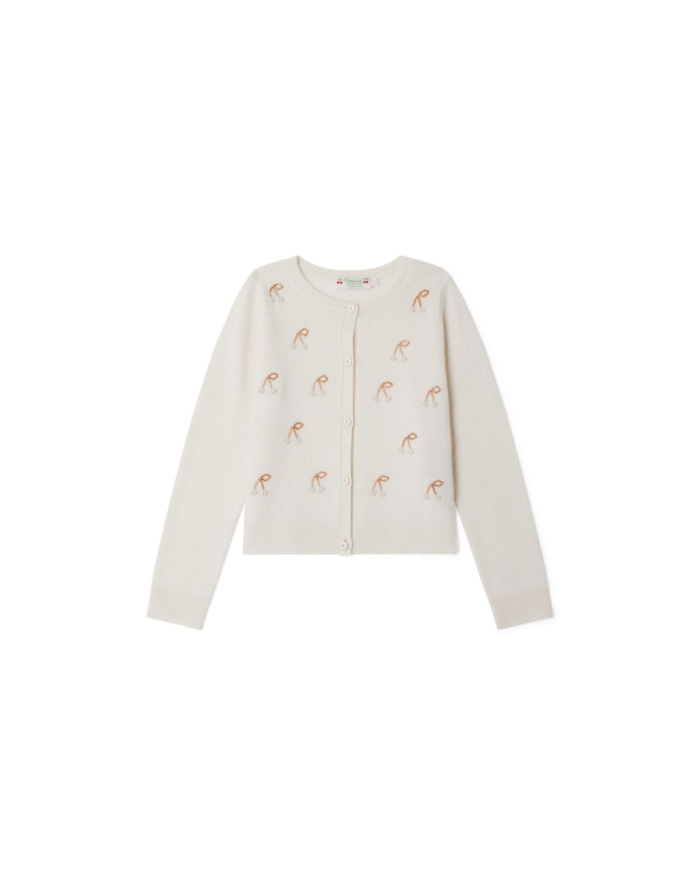 Girls | Embroidered Bead Cardigan | Milk White