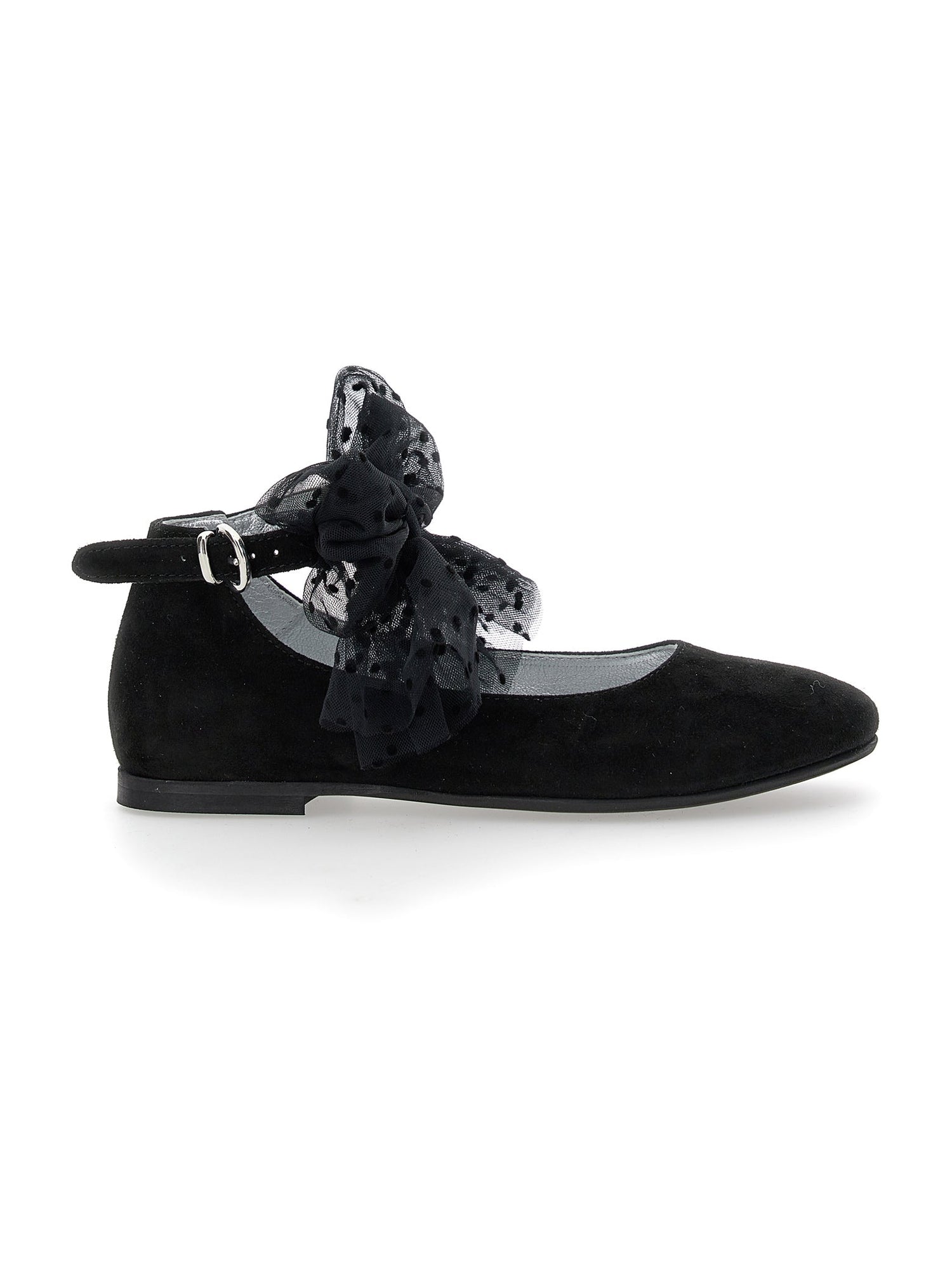 Girls | Suede Ballet Flats With Bow | Black