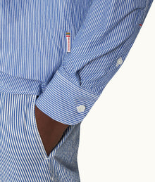 Grasmoor Stripe Relaxed Fit Classic Collar Washed Cotton Shirt Woven | Blueberry/White Stripe