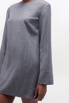 Grey Stripe Circle Collar Dress | Pewter