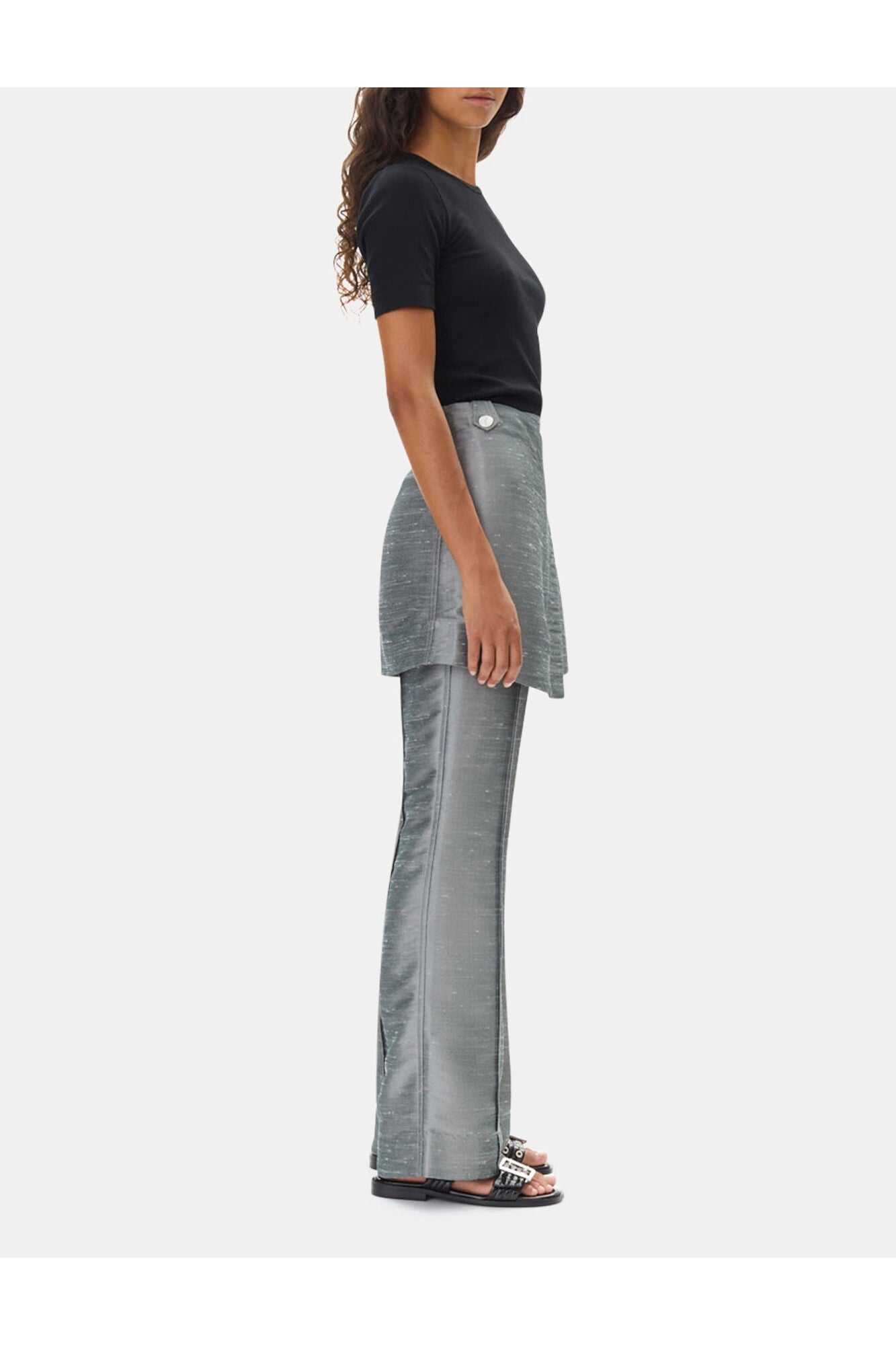Grey Suiting Skirt Flared Trousers | Gray Quill