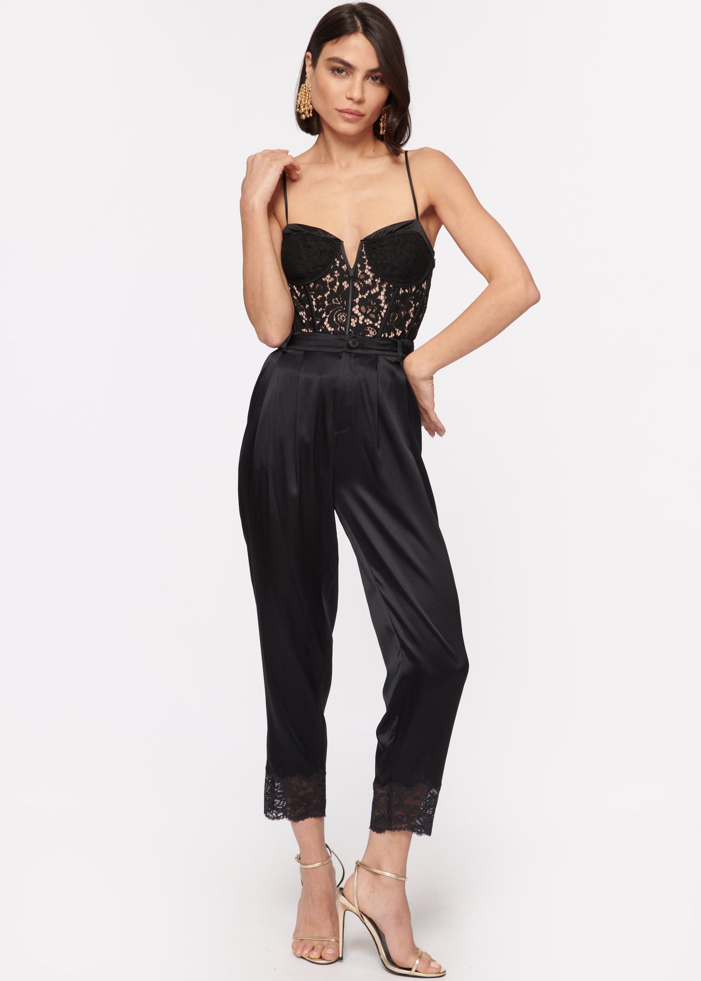 Anne Corded Lace Bodysuit | Black