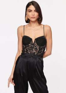 Anne Corded Lace Bodysuit | Black