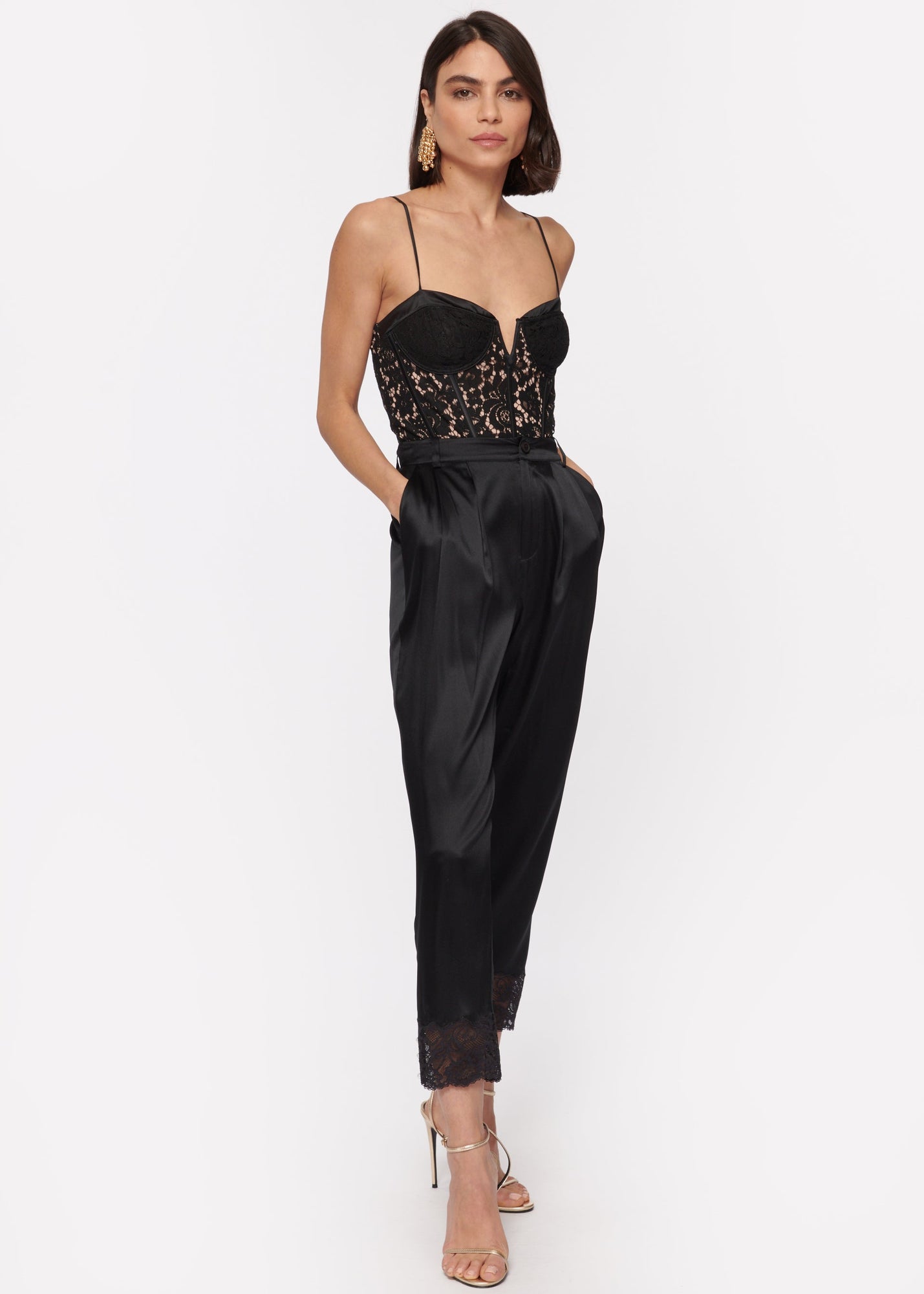 Anne Corded Lace Bodysuit | Black