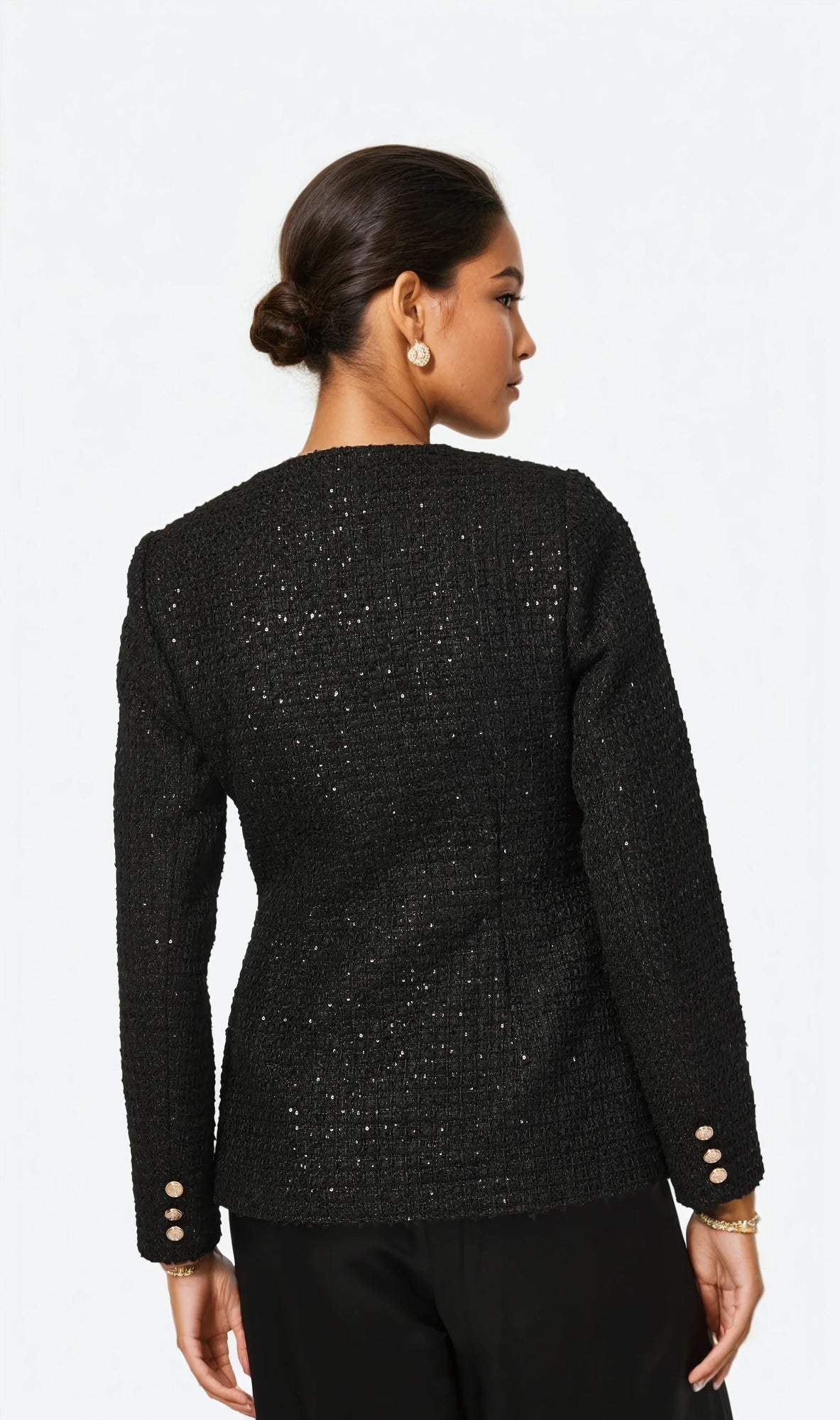 Wrenley Sequin Tweed Blazer | Black