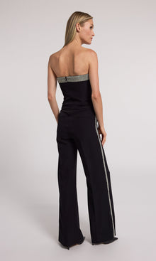 Chelsea Crystal Embellished Crepe Jumpsuit | Black/Clear