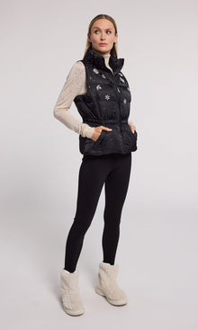 Jenia Crystal Puffer Vest | Black/Clear
