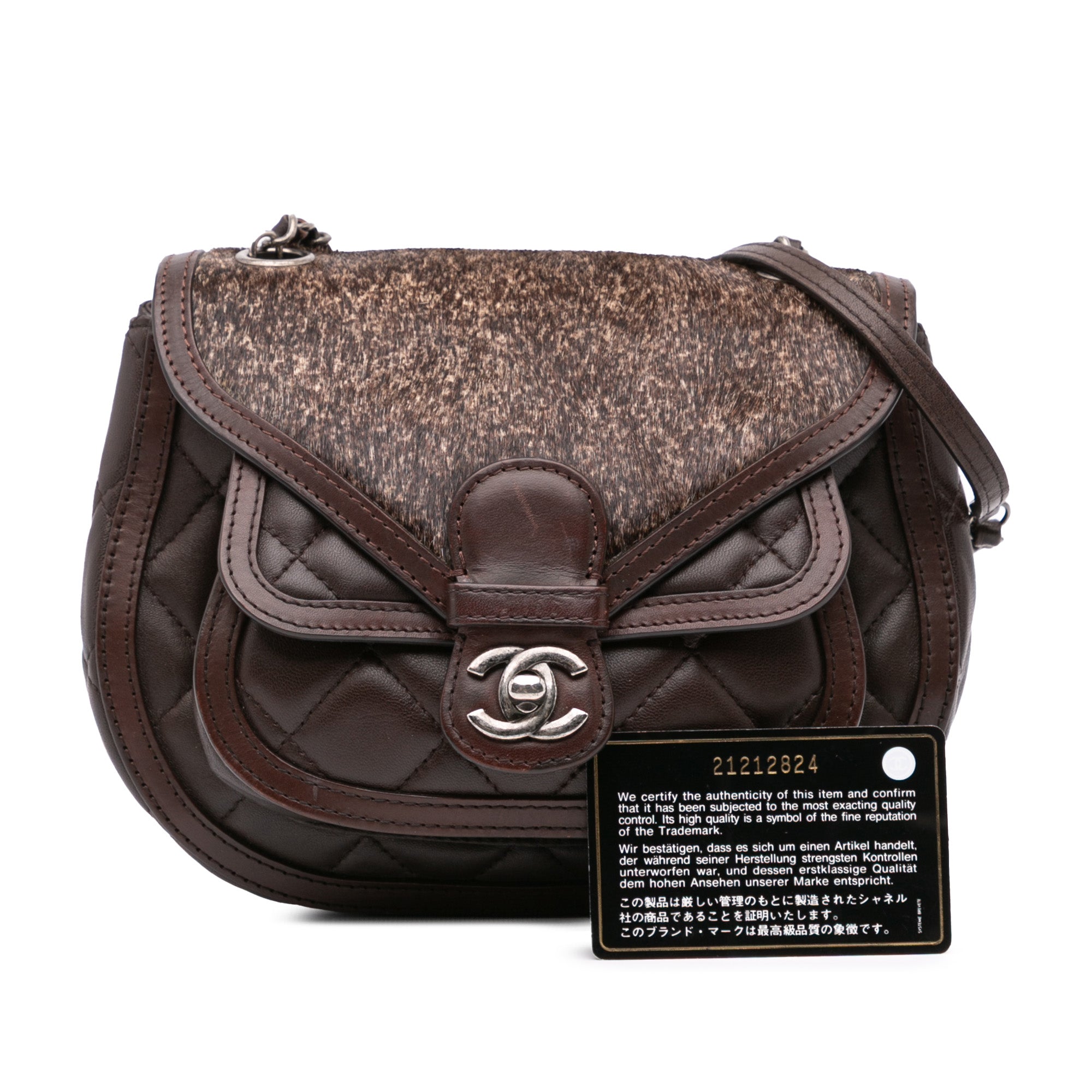 Chanel | Pre-Owned Paris-Salzburg Quilted Lambskin and Pony Hair Saddle Crossbody | Brown/Dark Brown
