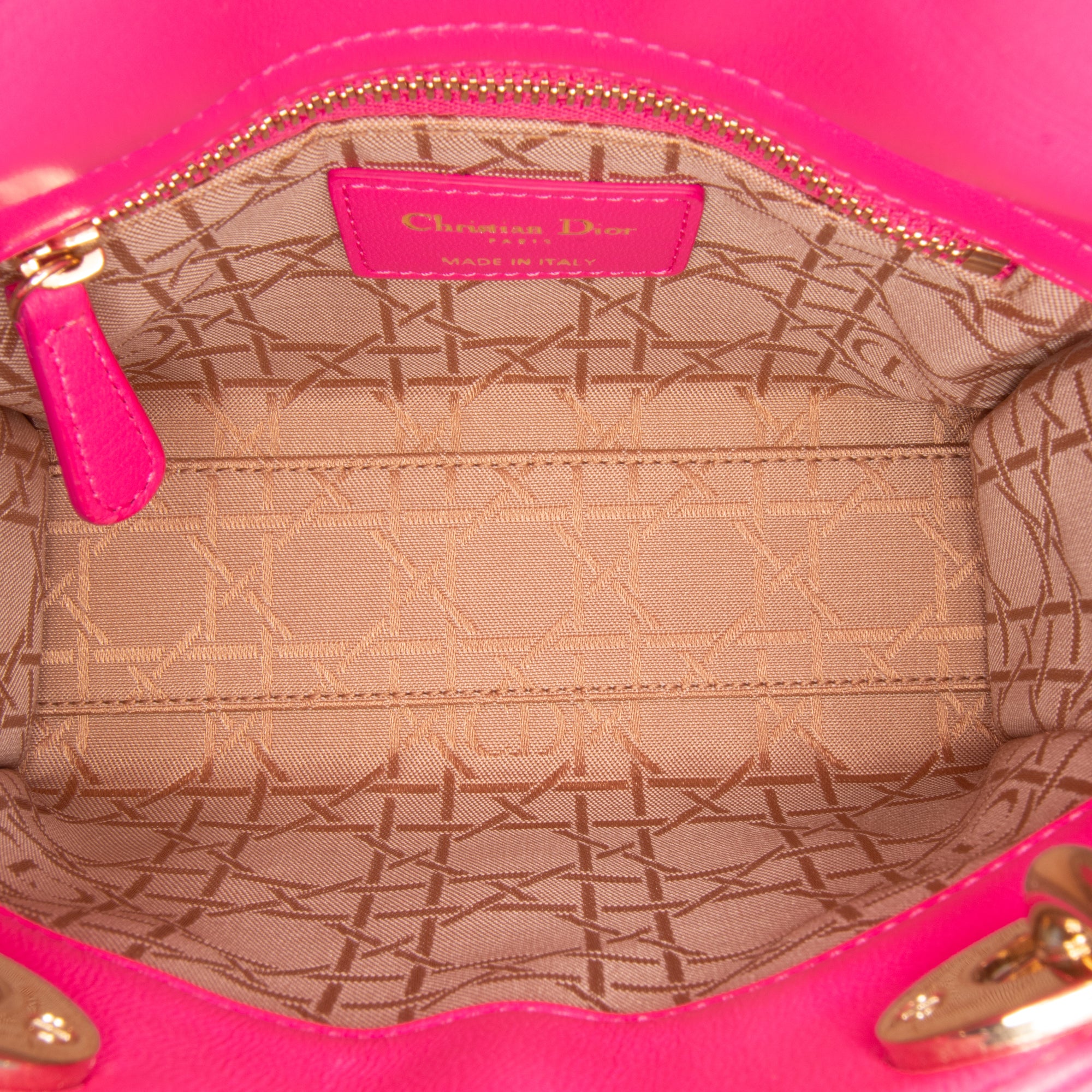 Dior | Pre-Owned Mini Lambskin Cannage Lady | Pink/Hot Pink