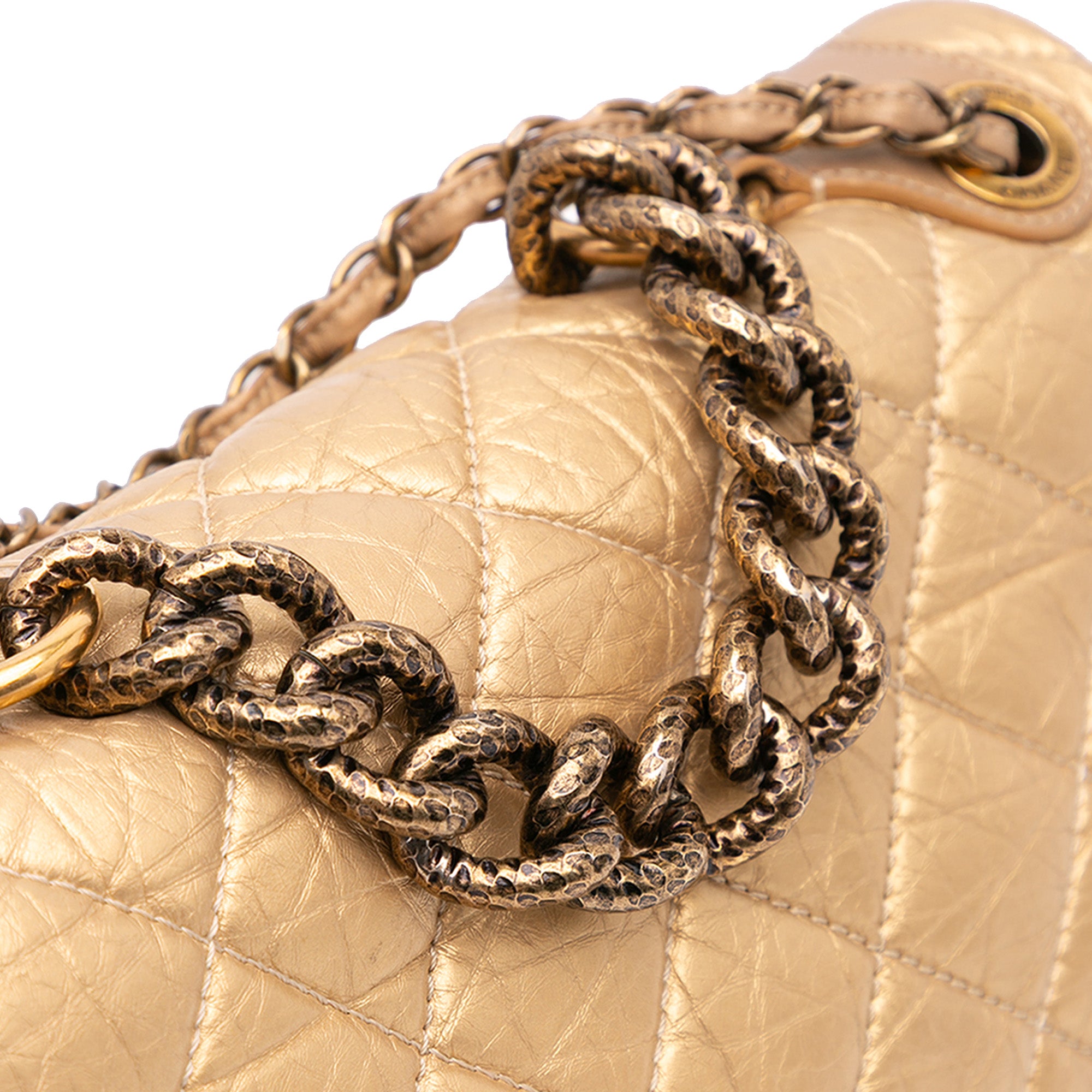 Chanel | Pre-Owned Medium Quilted Aged Calfskin Pondichery Flap | Gold