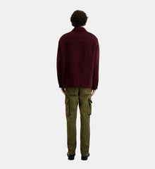 Burgundy Wool-Blend Overshirt Jacket | Men | Bordeaux x Navy