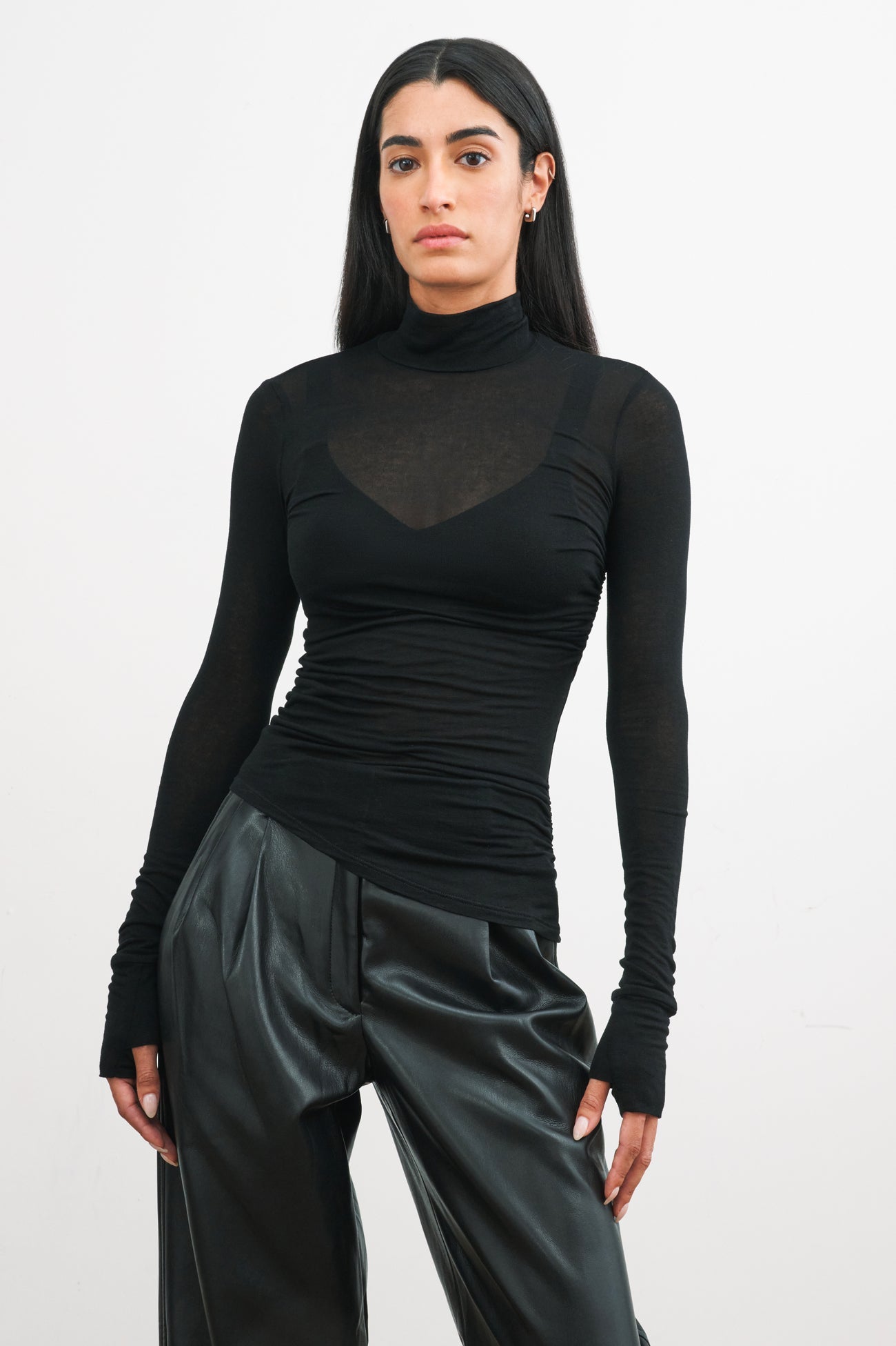 Skye Mock Neck Top | Black