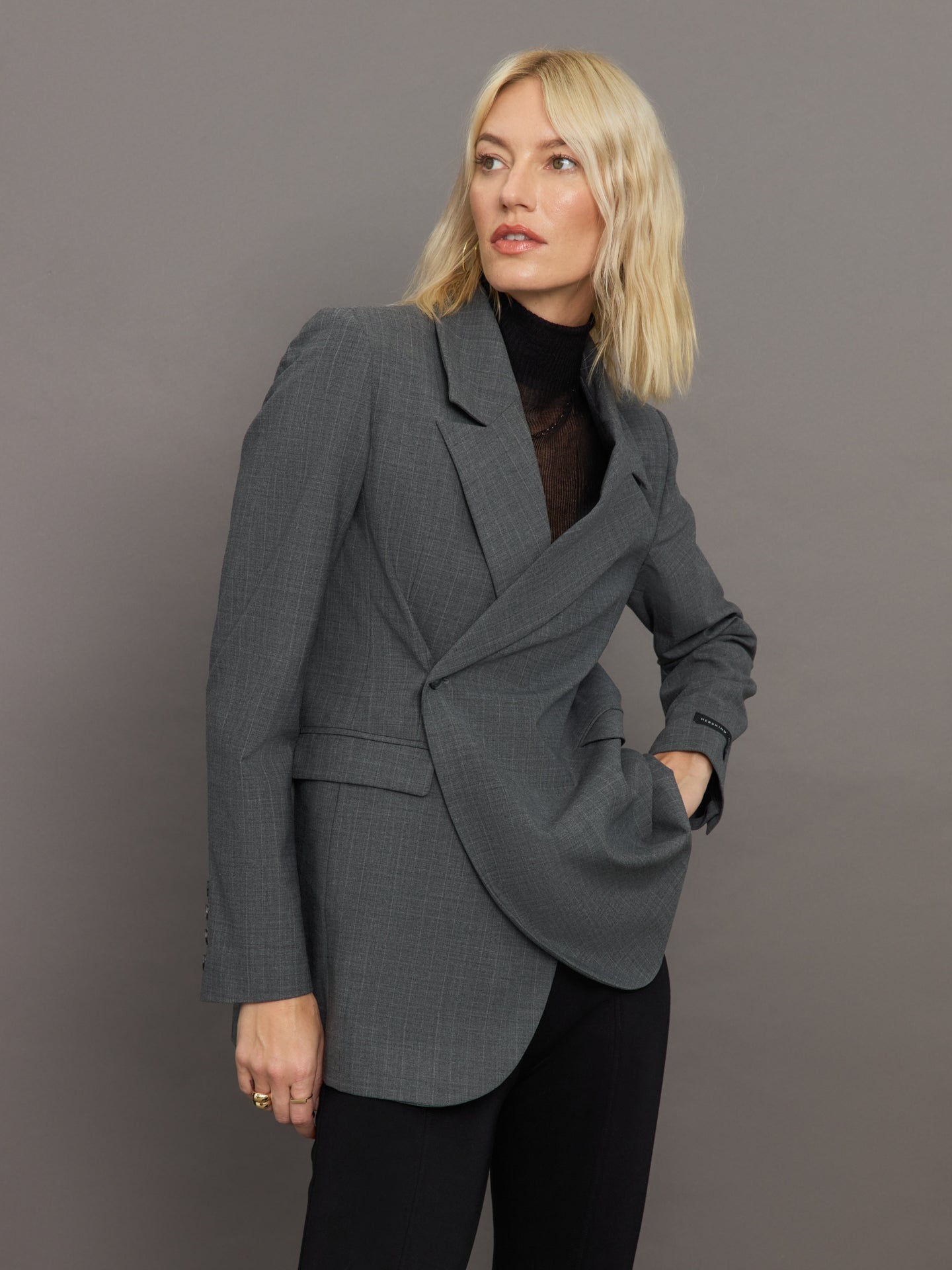 Lilith Blazer | Light Grey Pinstripe