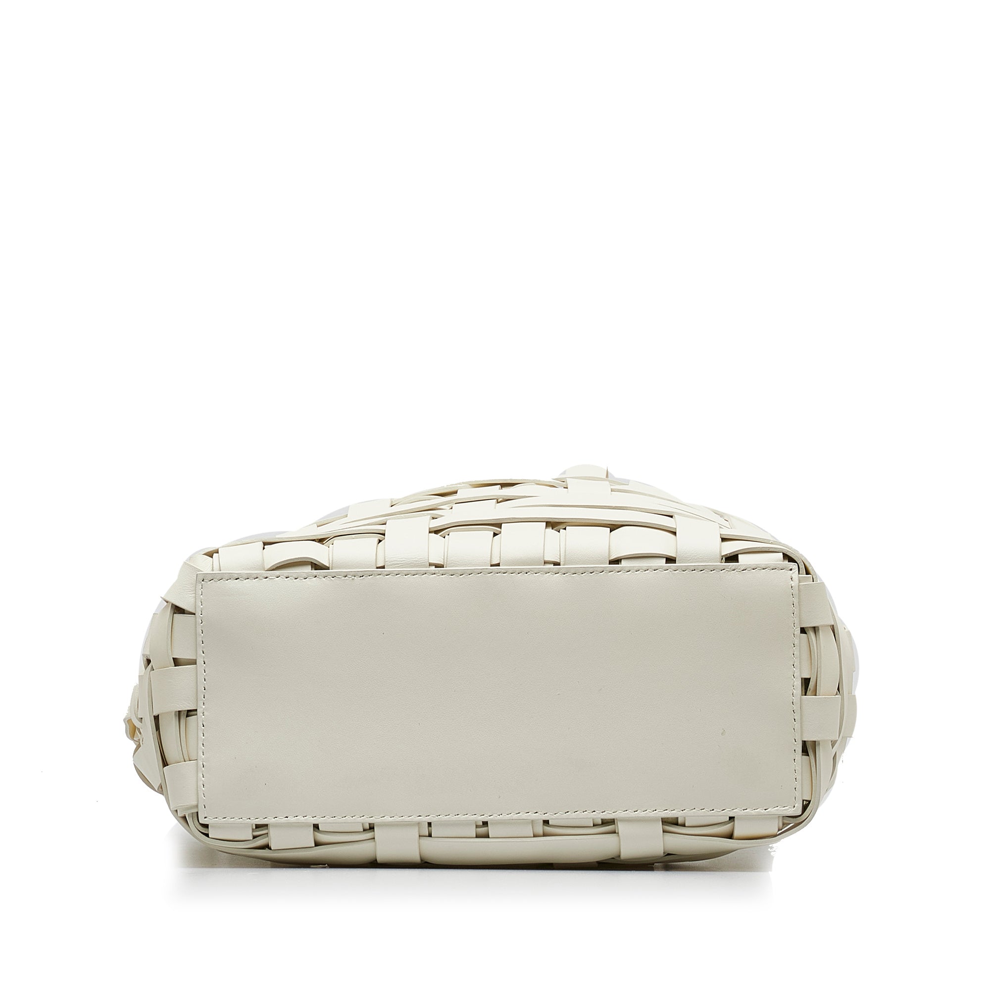 Jil Sander | Pre-Owned Woven Leather Basket Tote | White