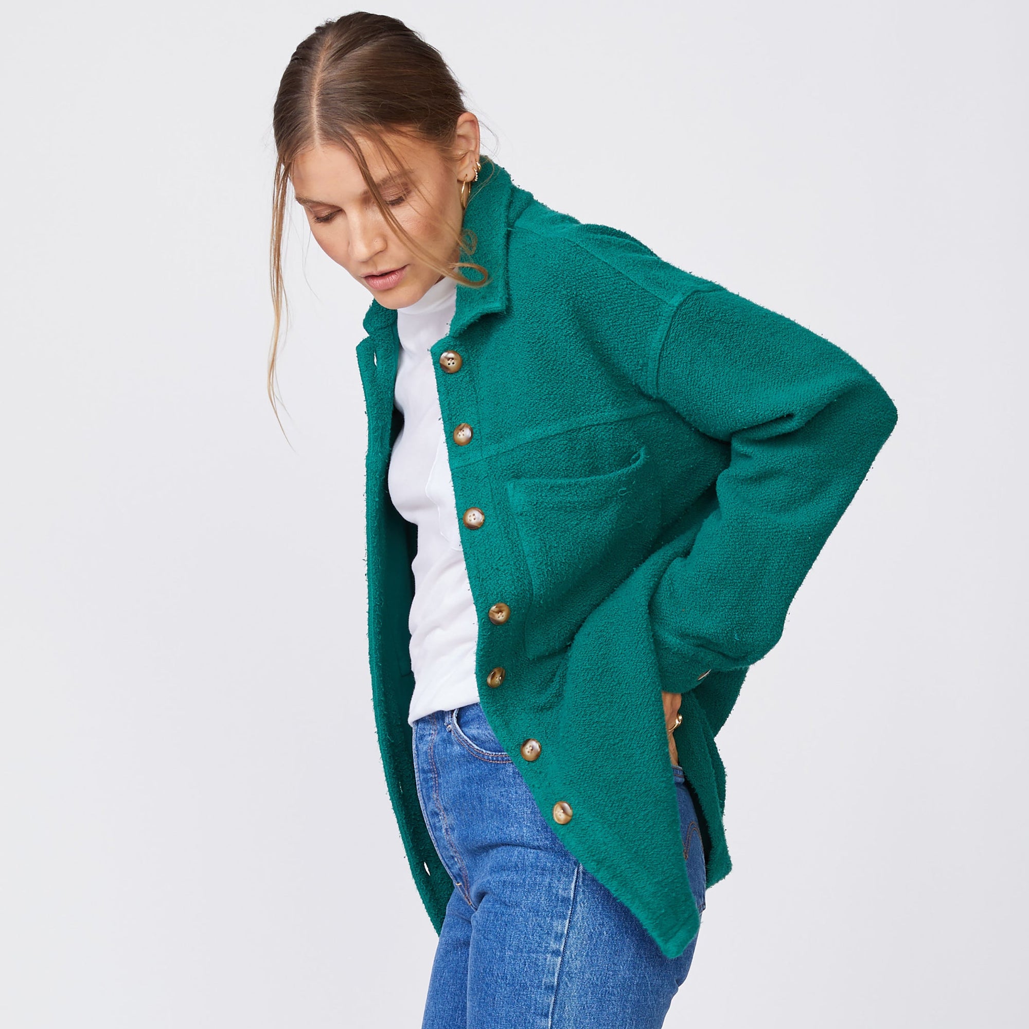 Teddy Fleece Shacket | Women | Galapagos Green