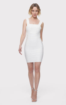 Bandage S/L Mini Dress | Alabaster