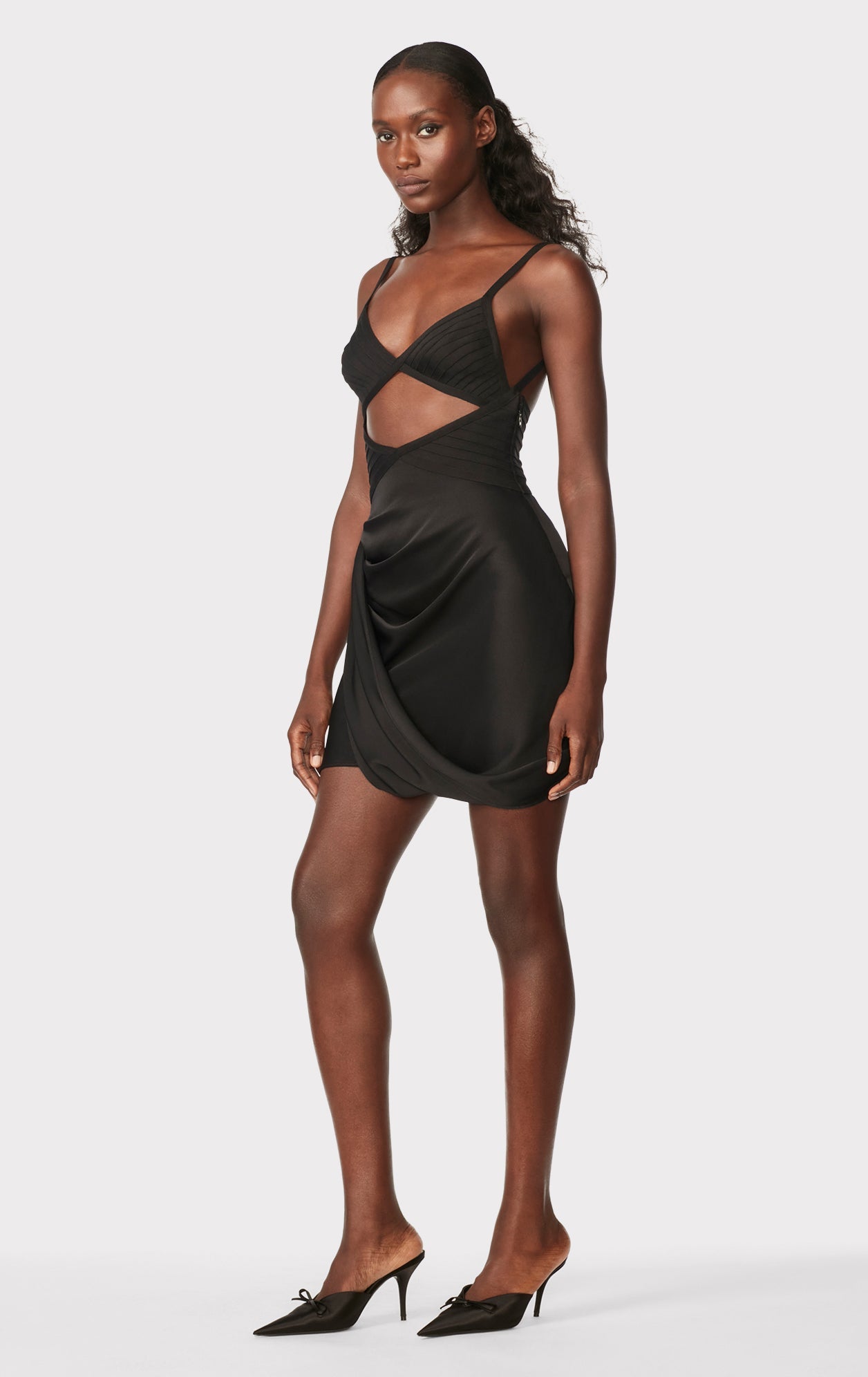 Draped Cutout Mini Dress | Black