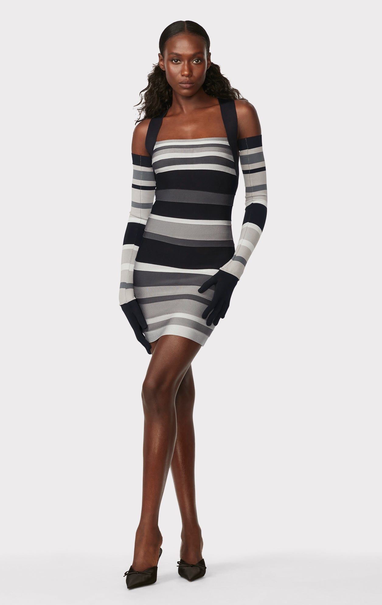 Hervé Léger X Law Roach Striped Bandage Mini Dress | Ash Multi