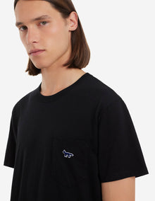 Mens | Navy Fox Patch Classic Pocket Tee-Shirt | Black