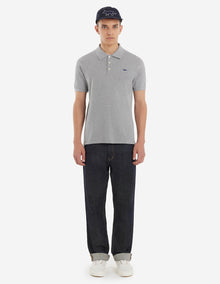 Mens | Navy Fox Patch Classic Polo | Grey Melange