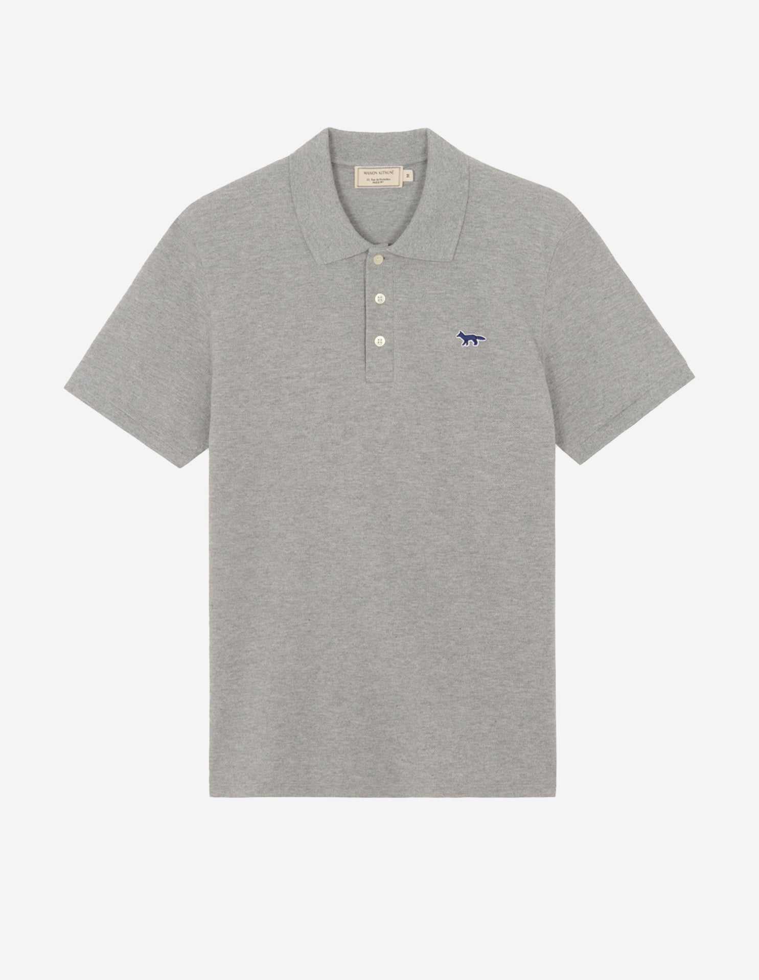 Mens | Navy Fox Patch Classic Polo | Grey Melange