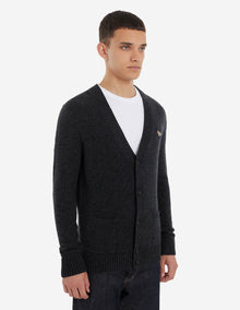 Mens | Baby Fox Patch Cosy Cardigan | Dark Grey Melange