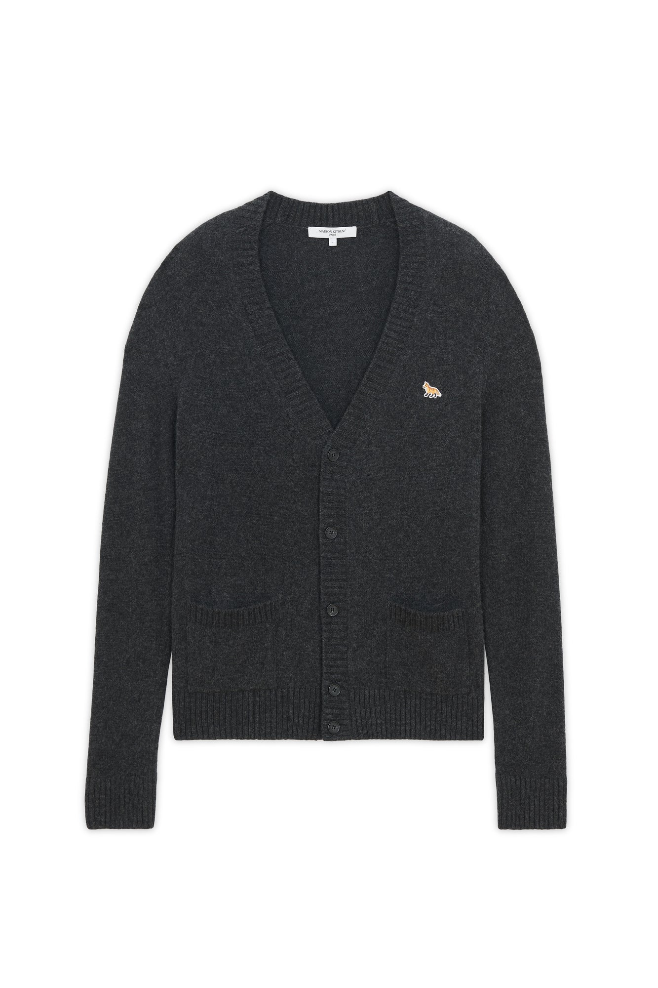 Mens | Baby Fox Patch Cosy Cardigan | Dark Grey Melange