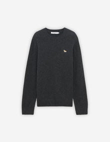 Mens | Baby Fox Patch Cosy R-Neck Pullover | Dark Grey Melange