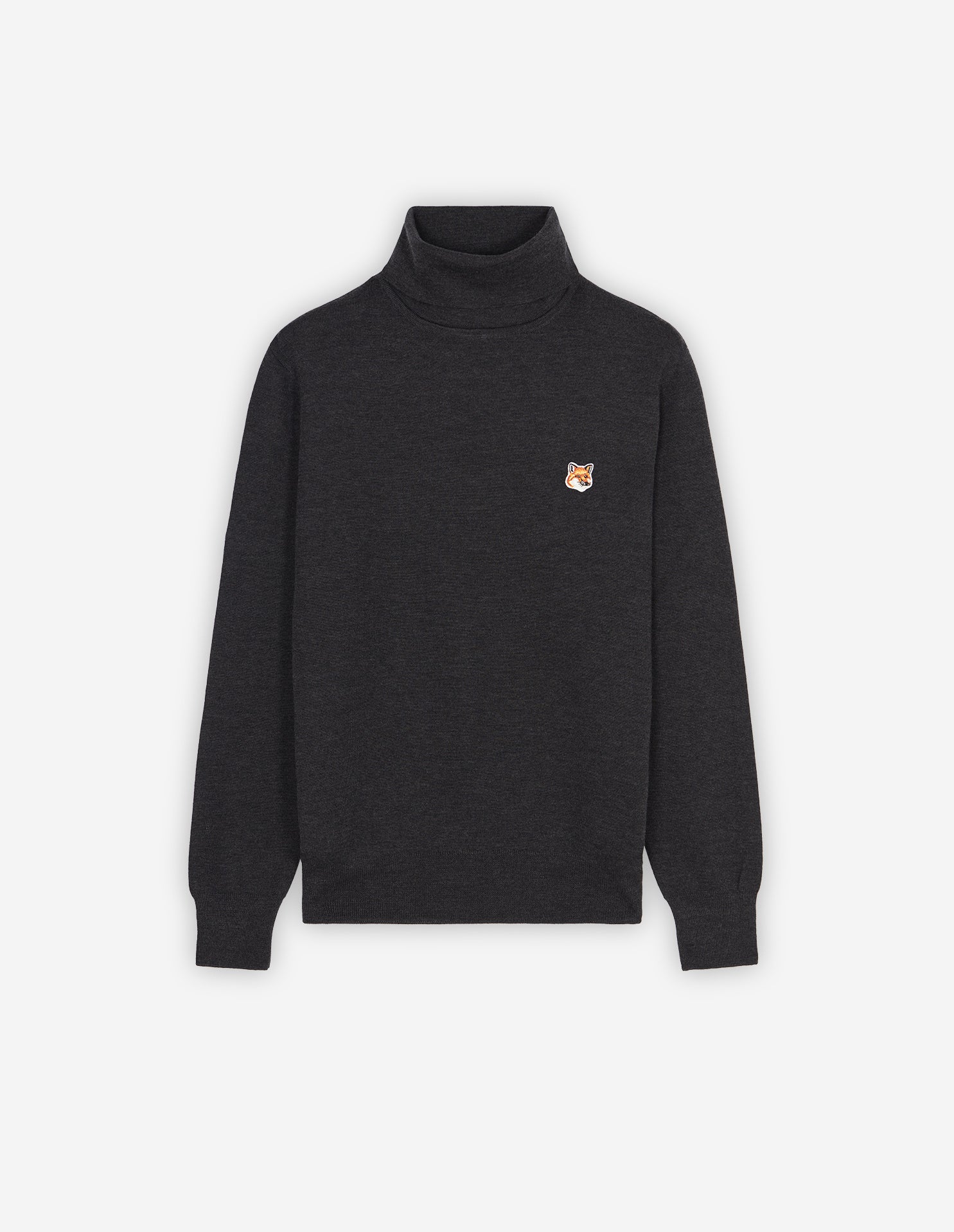 Mens | Baby Fox Patch Cosy R-Neck Pullover | Anthracite Melange