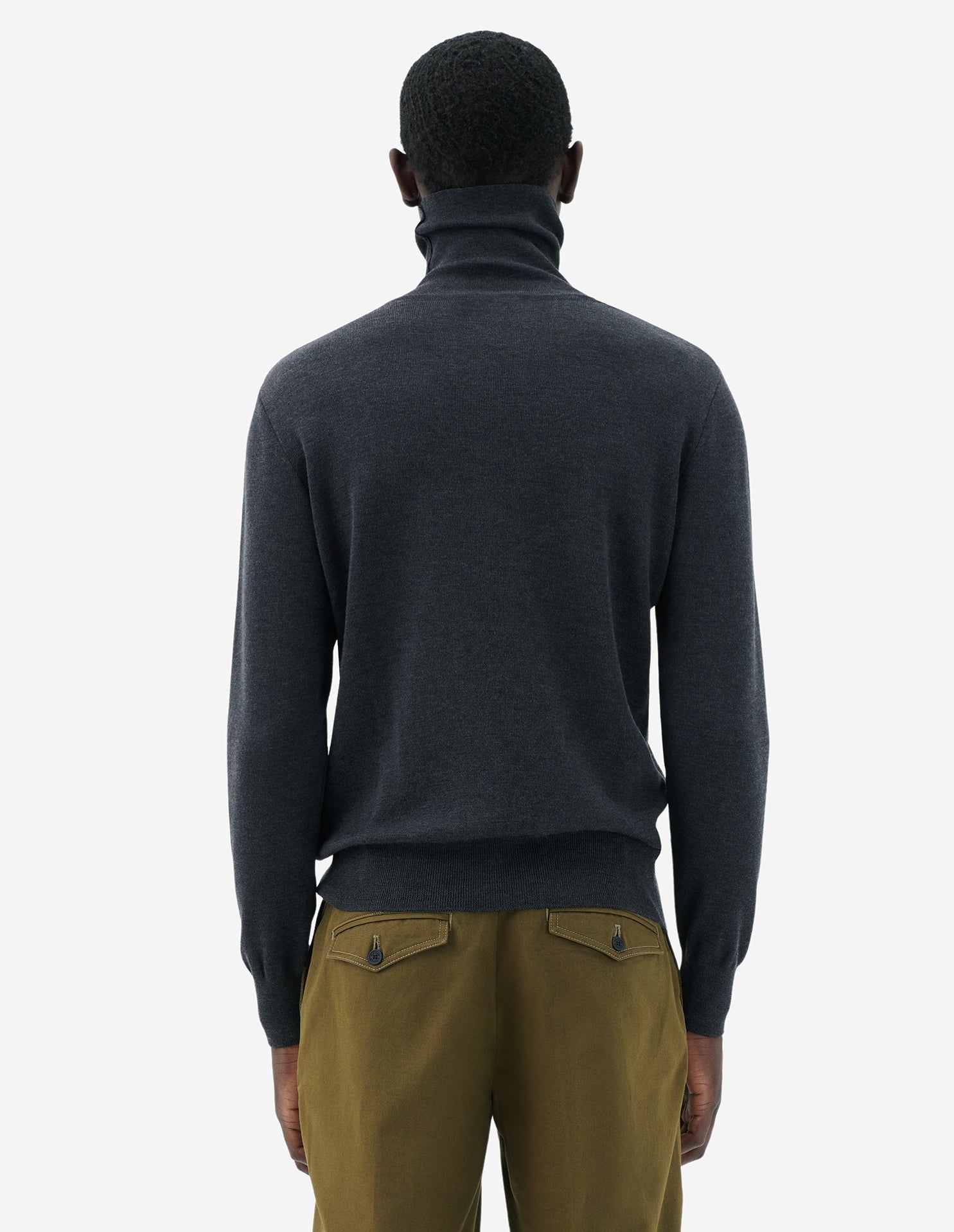 Mens | Baby Fox Patch Cosy R-Neck Pullover | Anthracite Melange