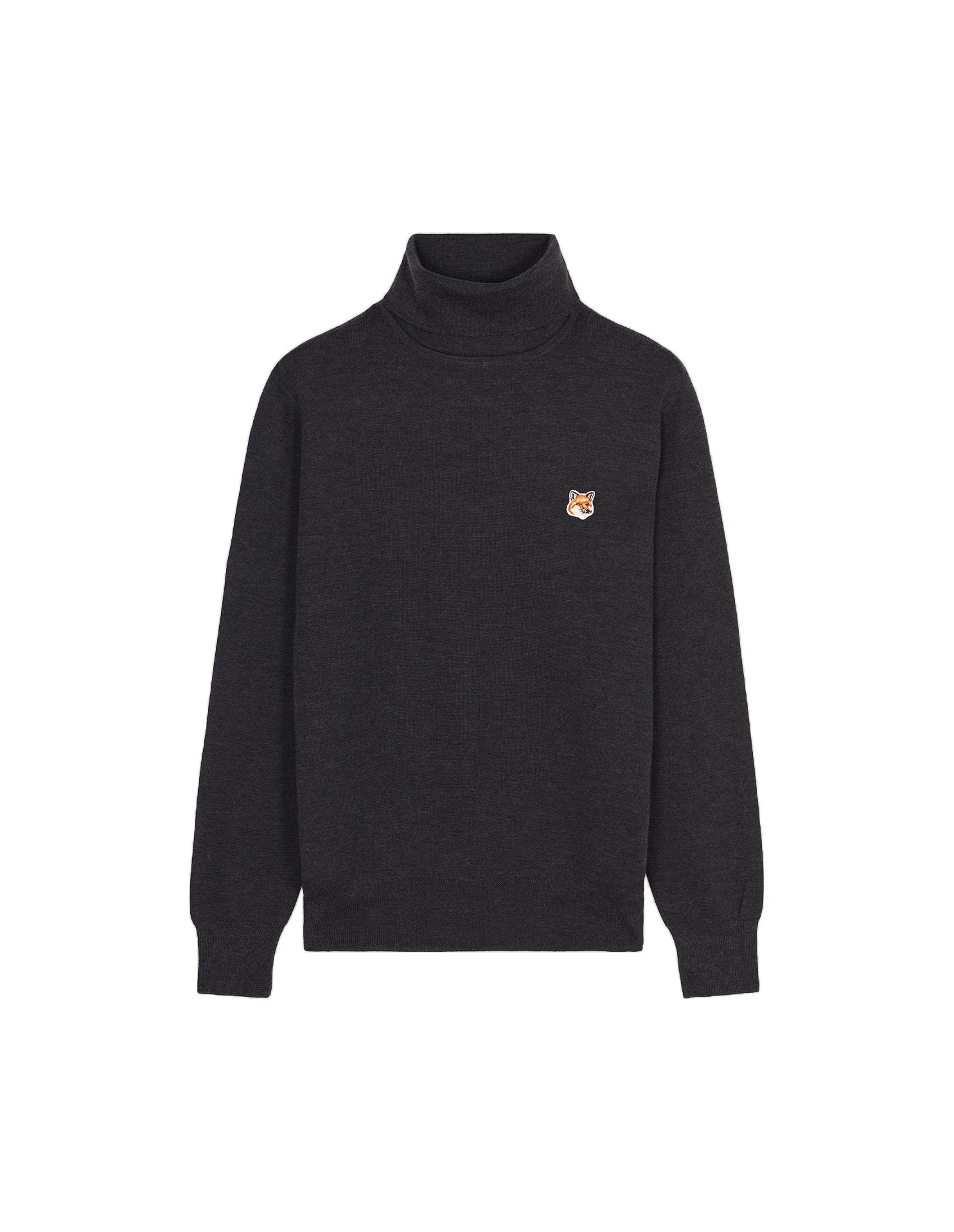 Mens | Baby Fox Patch Cosy R-Neck Pullover | Anthracite Melange