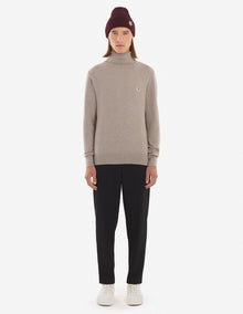 Mens | Baby Fox Patch Cosy R-Neck Pullover | Beige Melange