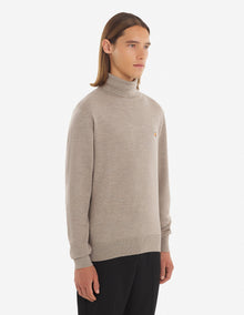 Mens | Baby Fox Patch Cosy R-Neck Pullover | Beige Melange