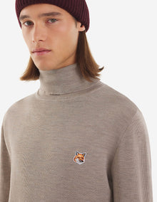 Mens | Baby Fox Patch Cosy R-Neck Pullover | Beige Melange