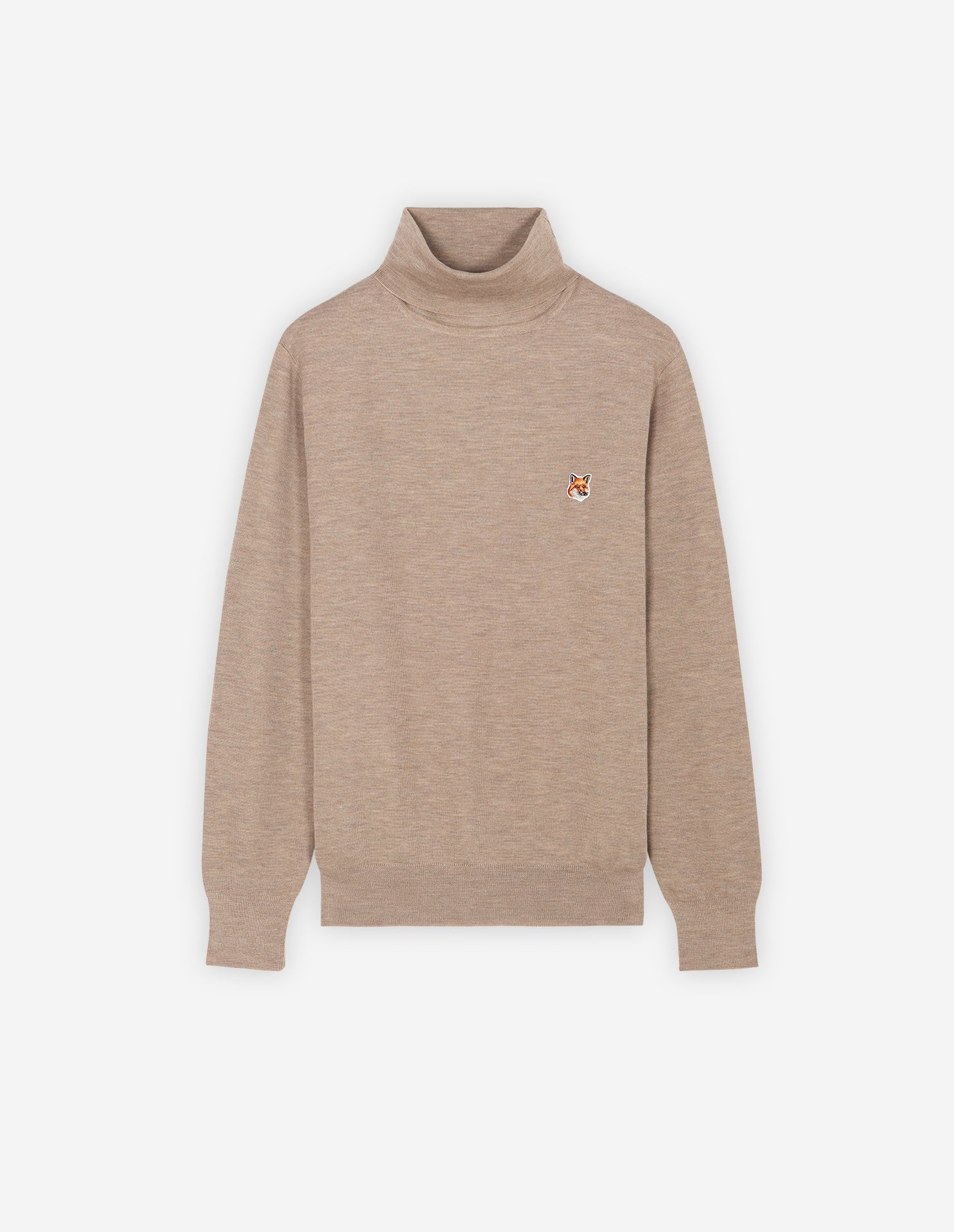 Mens | Baby Fox Patch Cosy R-Neck Pullover | Beige Melange