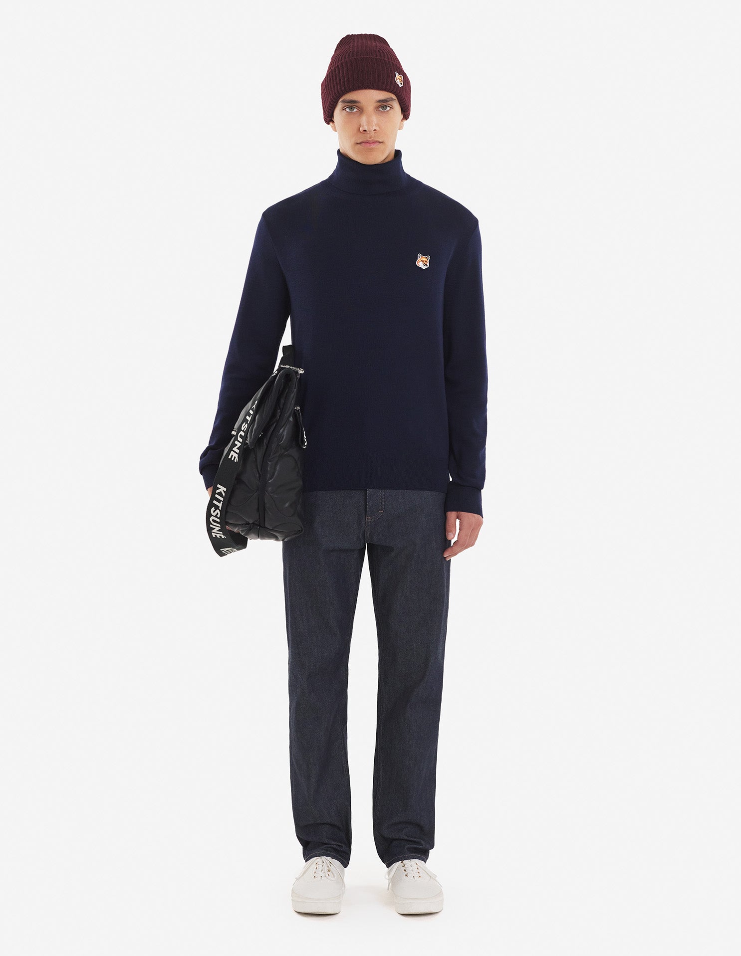 Mens | Baby Fox Patch Cosy R-Neck Pullover | Navy
