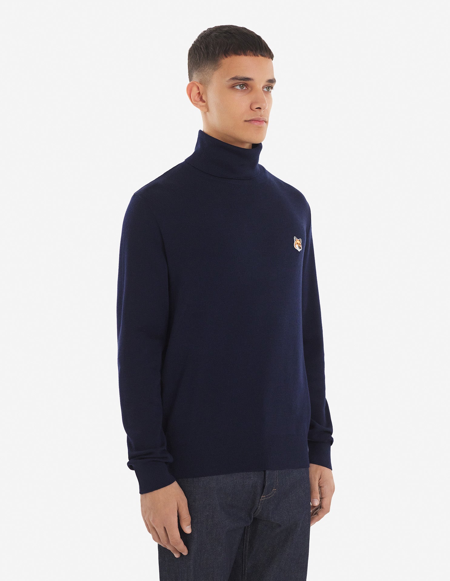 Mens | Baby Fox Patch Cosy R-Neck Pullover | Navy