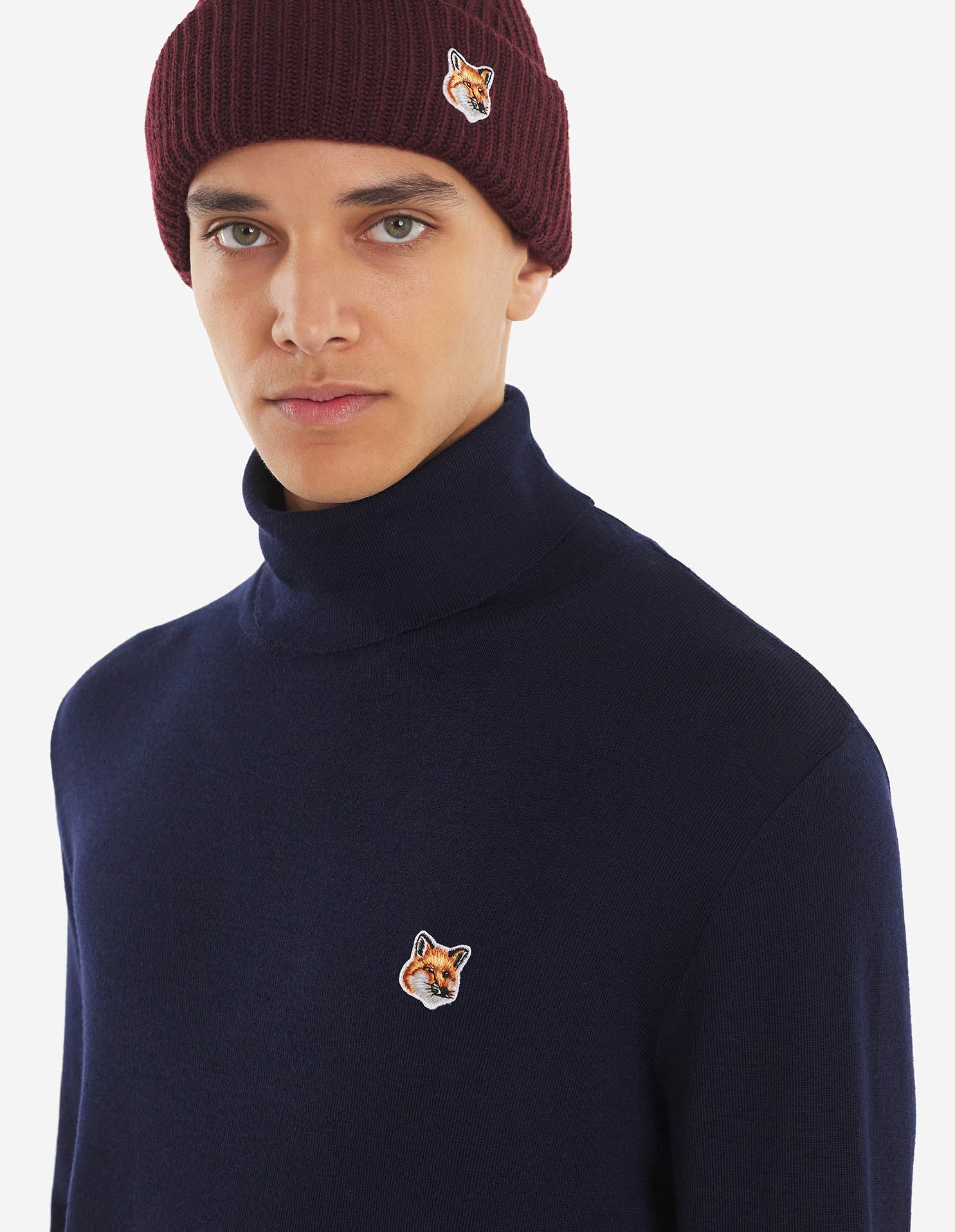 Mens | Baby Fox Patch Cosy R-Neck Pullover | Navy