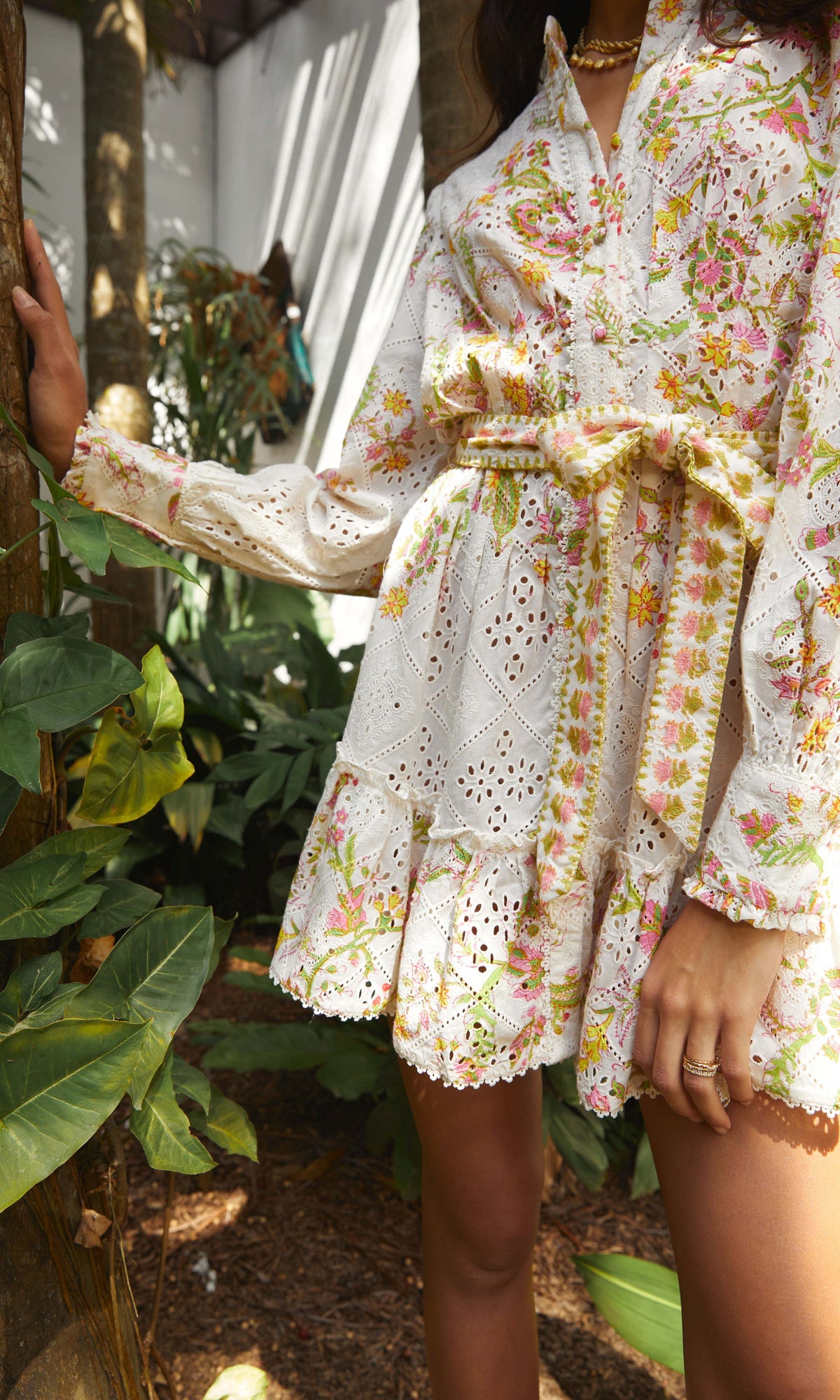 Hemant And Nandita | Aira Cotton Short Dress | Off White