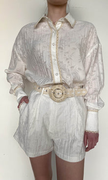 Hemant And Nandita | Anvi Viscose Nylon Jacquard Oversized Shirt | White