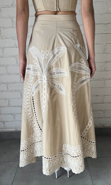 Womens | Ari Cotton Poplin Long Skirt | Beige