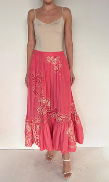 Hemant And Nandita | Asha Viscose Linen Orgenza Long Skirt | Pink
