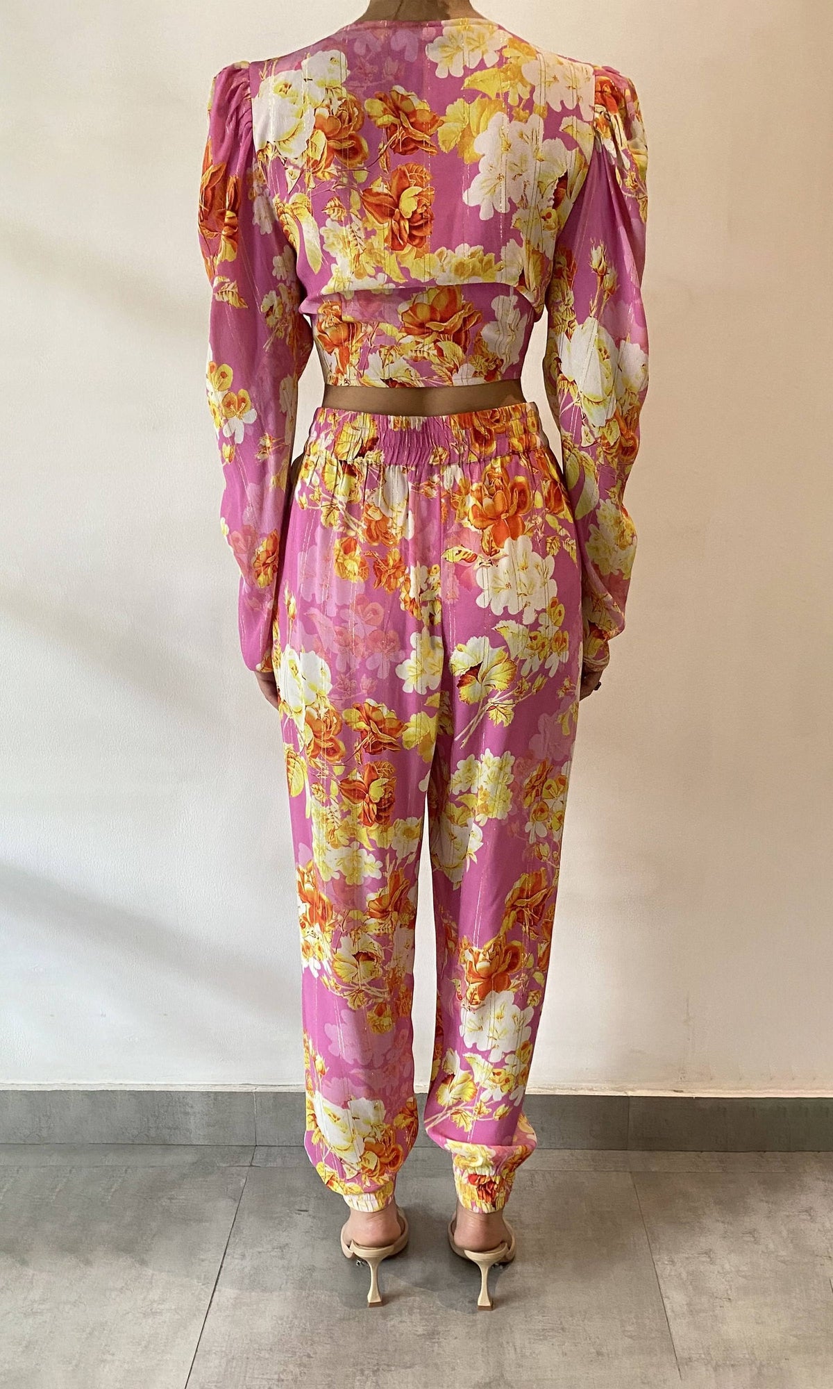 Hemant And Nandita | Auril Viscose Moss Crepe Pants | Pink