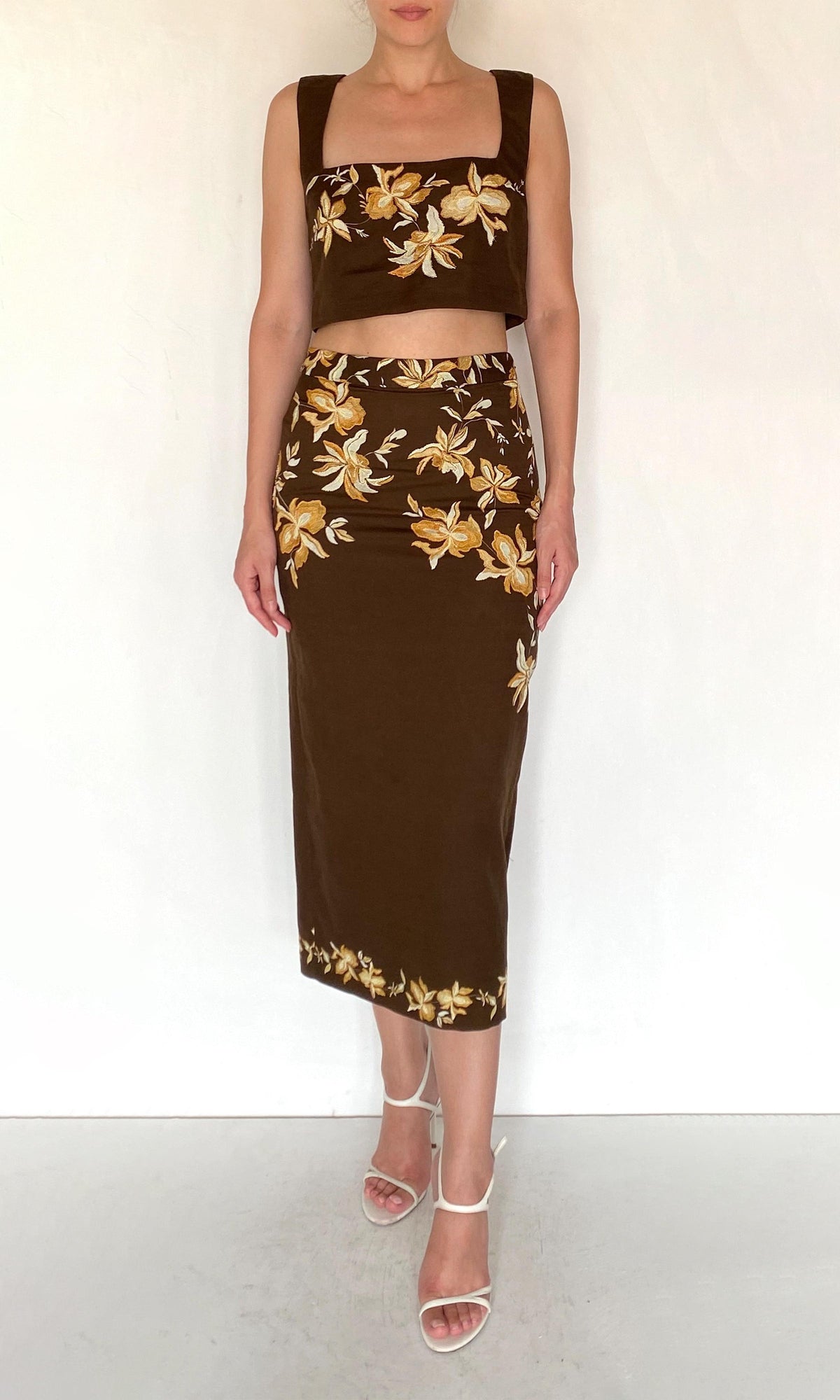 Hemant And Nandita | Boxy Linen Cotton Boxy Top | Brown