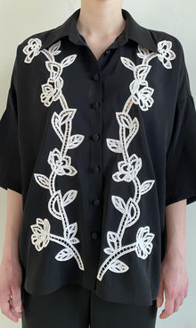 Hemant And Nandita | Daha Polyester Crepe Oversized Shirt | Black White