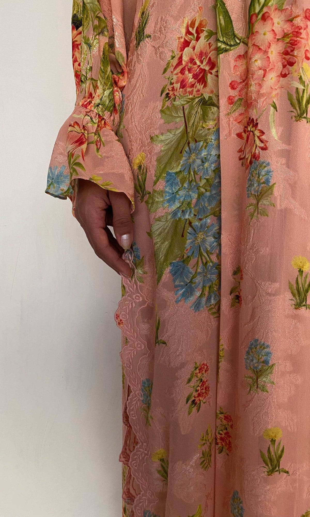 Hemant And Nandita | Dhun Viscose Ggt Dobby Kaftan With Printed Slip | Multi