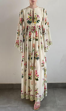 Hemant And Nandita | Dina Viscose Crepe Maxi Kaftan | Off White Multi