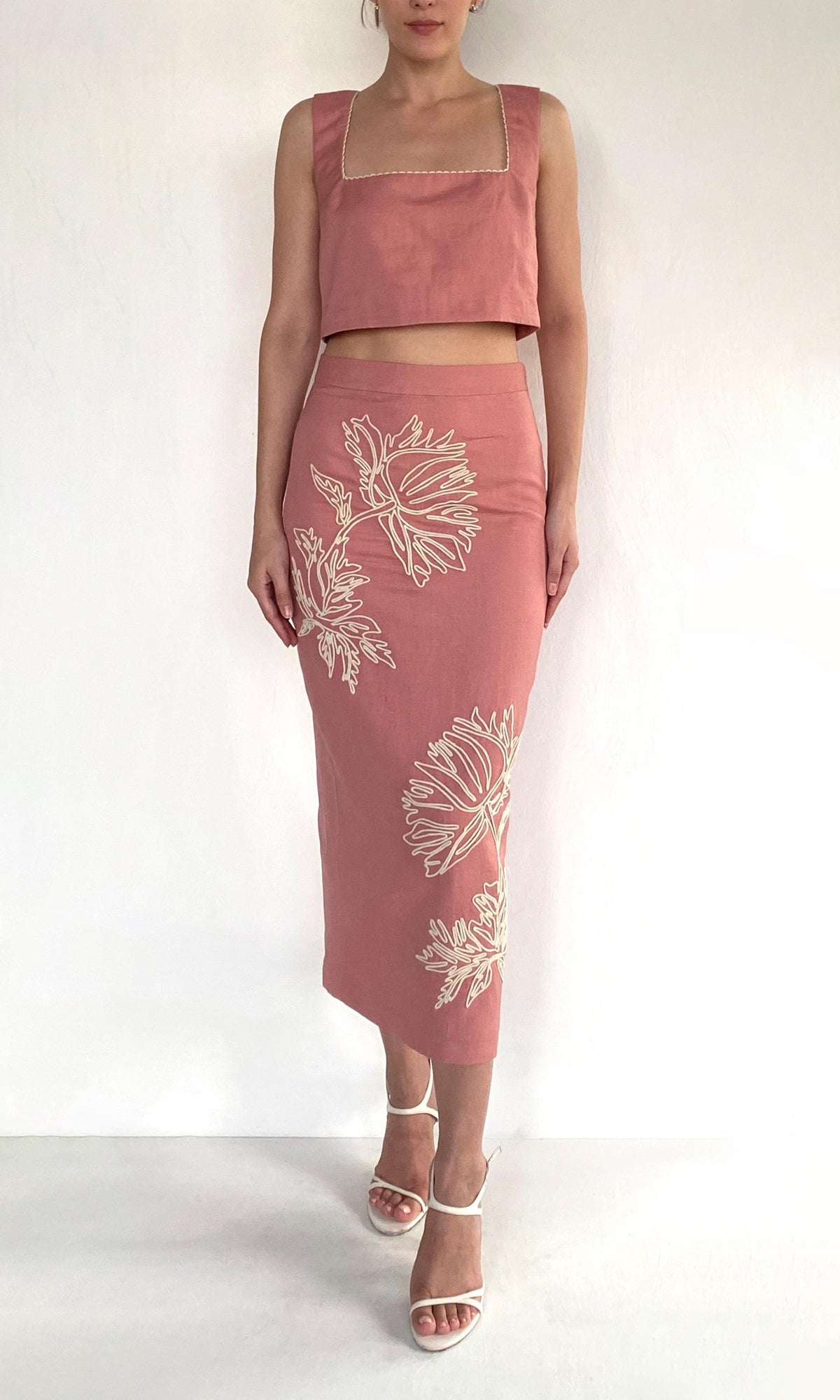Womens | Gul Linen Cotton Boxy Top | Dusty Pink