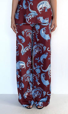 Womens | Hiba Polyester Double Satin Straight Pants | Merlot